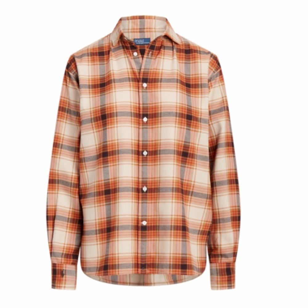 Polo Ralph Lauren Women's Relaxed Fit Plaid Cotton Twill Button Up Shirt Size 12